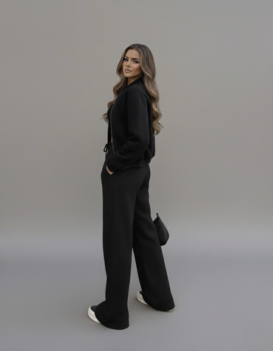 Ensemble 2 pièces GRIANI bomber zippé rétro + pantalon large taille haute, style streetwear