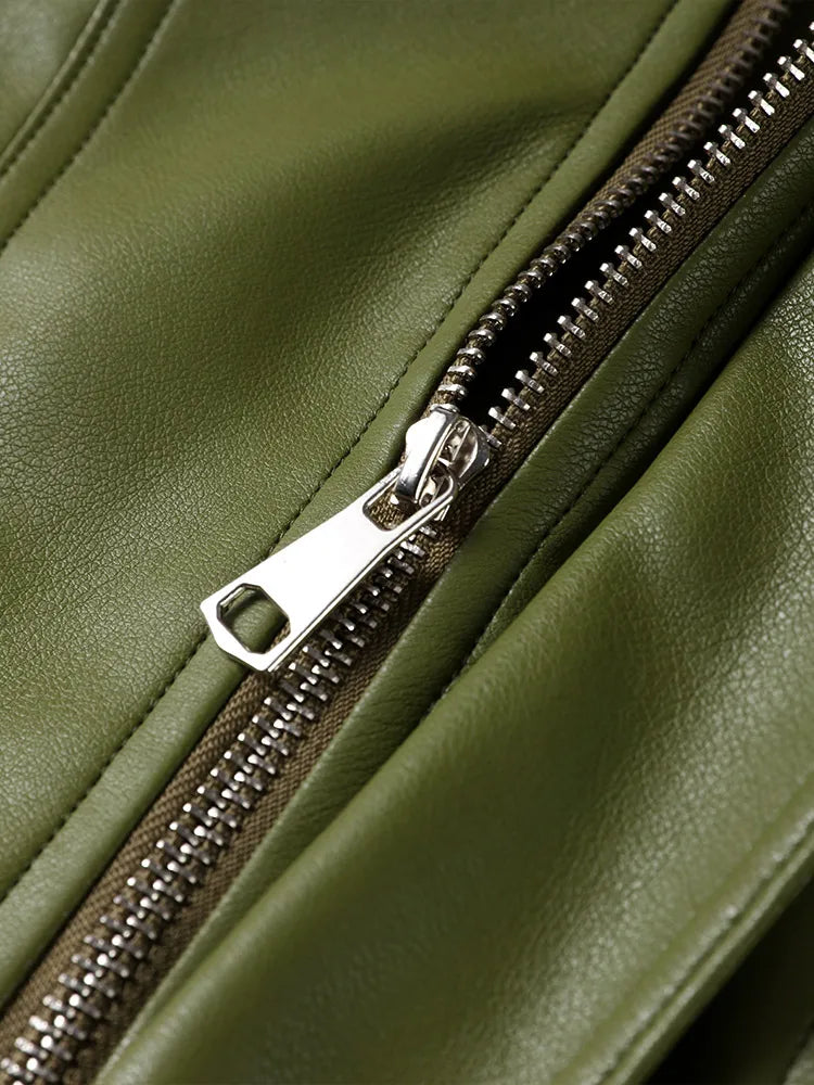 Veste Cuir Olive GRIANI – Vintage & Tendance