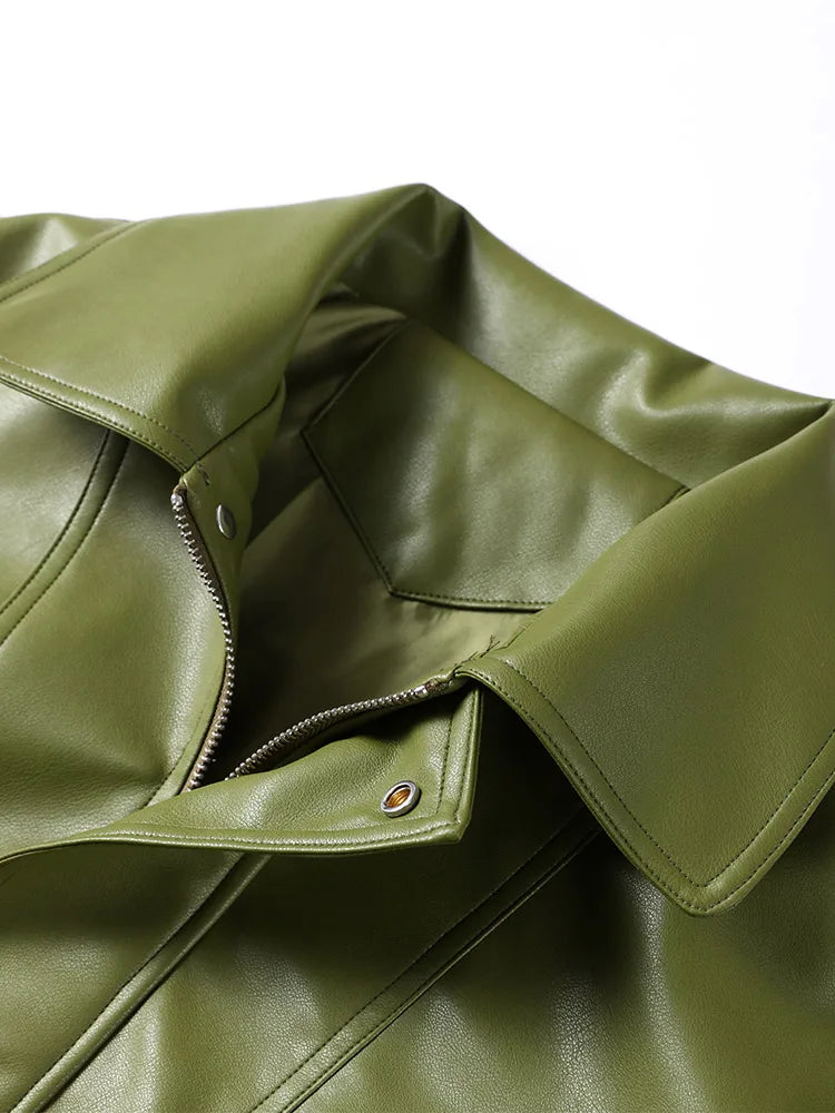 Veste Cuir Olive GRIANI – Vintage & Tendance